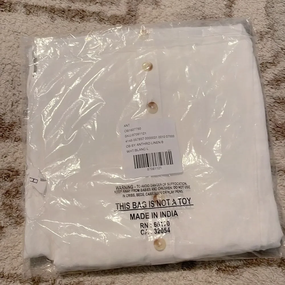 NWT By Anthropologie Sleeveless Button-Front Midi Dress Size Large White Long - Picture 4 of 5